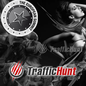 Stylized Graphic with European Summit and Traffic Hunt Logos.