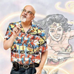 Promo picture of artist George Perez and Wonder Woman.