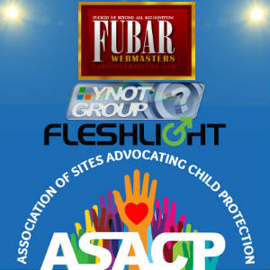 The Logos of ASACP and its honored sponsors: FUBAR, Fleshligh & YNOT Group.