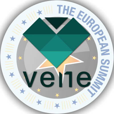 Graphic of the VENE logo over a backdrop of the European Summit medallion.