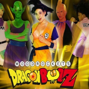 Promo poster with Brenna Sparks and cast in full costume for Woodrocket's Dragon Boob Z porn parody.