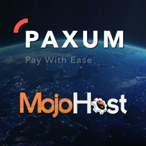 Paxum logo with Paxum site graphic floating above the MojoHost logo.