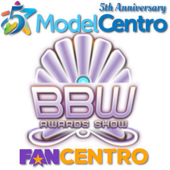 Logo mashup with Modelcentro, fancentro and BBW Awards Show logos.