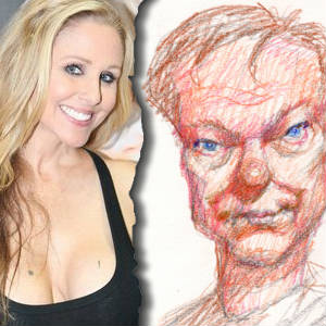 A montage of Julia Ann in photo and Bill Plympton in a colored-sketch self-portrait.