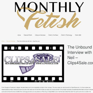 Screenshot of Monthly Fetish interview with Clips4Sale founder.