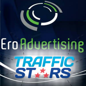 Graphic Image of EroAdvertising & TrafficStars Logo Mashup.