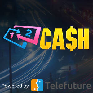 Graphic illustration of 12Cash Logo against a background of streaking vehicle lights.
