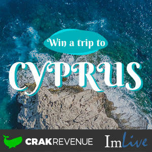 Ad for free trip to Cyprus contest offered by CrakRevenue and IMLive.
