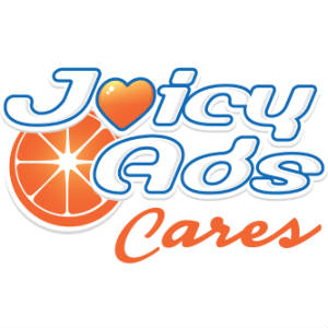 The JuicyAds logo (with a heart instead of the letter "u") for the JuicyAds Cares initiative.