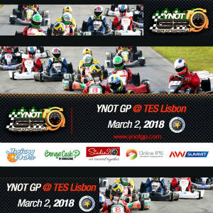 Photo and logo montage for the YNOT Grand Prix Kart Race.