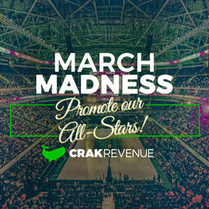 CrakRevenue promo graphic with company logo and a stadium background.