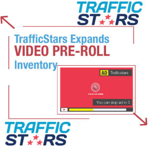 TrafficStars logo with cute graphic and repeat of the title.