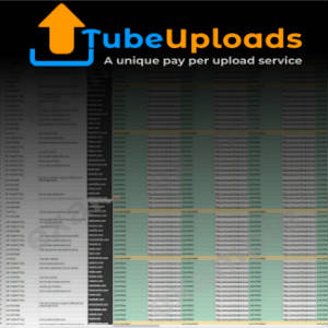 The Tubeupload logo over a huge reporting page screenshot.