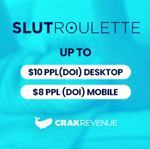 CrakRevenue's whale logo with the Slutroulette logotype and the deals lilsted.