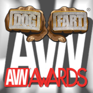 Logo mashup with Dogfart and AVN Awards over a black & white AVN Logo.
