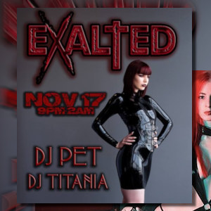 Promo graphic for Exalted withlogo and Goddess Lilith peering in from behind the pic, as it were...