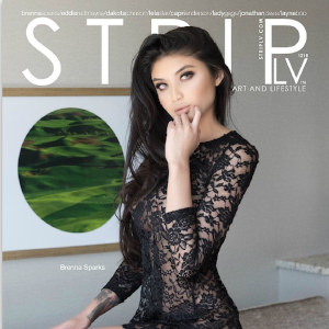 A detail from the cover of StripLV magazine featuring Brenna Sparks.