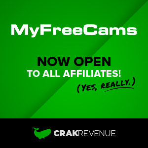 The MyFreeCams logo mashed up with the CrakRevenue whale.