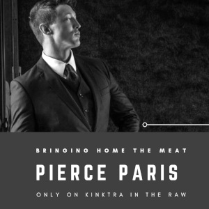 Black & White portrait of Pierce Paris posing in profile in a dark grey border frame thingamajig.