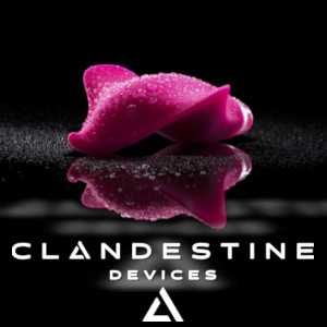 A photo of the MIMIC + PLUS on black background with the Clandestine Devices logo below.