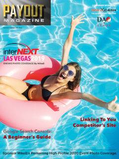 Cover of Payout Magazine Online, Volume 9.6, featuring a bikini-clad woman floating in a pool in a swim-ring.