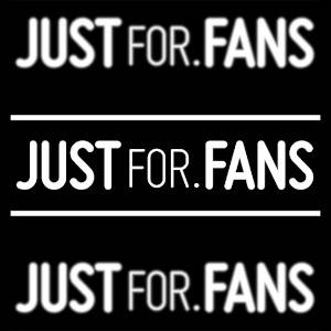 Graphic of the JustForFans logo in white on a black background.